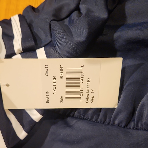 NWT Costa Del Sol Stripe Top Plus Size One Piece Cut Out Swimsuit Size 1X - Picture 5 of 11